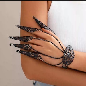 NAIL CLAW- (8 cm) - Set di un paio di braccialetti - Artigli regolabili in filigrana d&#39;oro, argento o nero - Artigli in filigrana - Protezioni per unghie