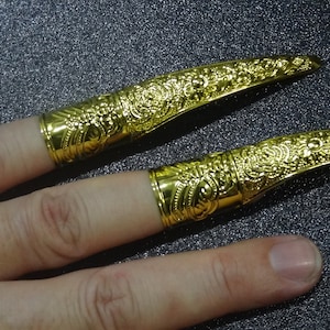 Artigli color oro (7.8cm) - Set di 2 artigli da strega color oro - Artigli fatati color oro - 7.8cm Chiodi a spillo / Artigli Protezioni per unghie