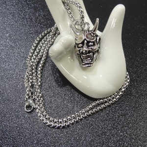 1910-15 - Stainless Steel Pendant - Japanese Noh Mask Hannya Devil Demon - Surfer / Biker - Oni Noh Mask - Prajna Demon -  Samurai Mask