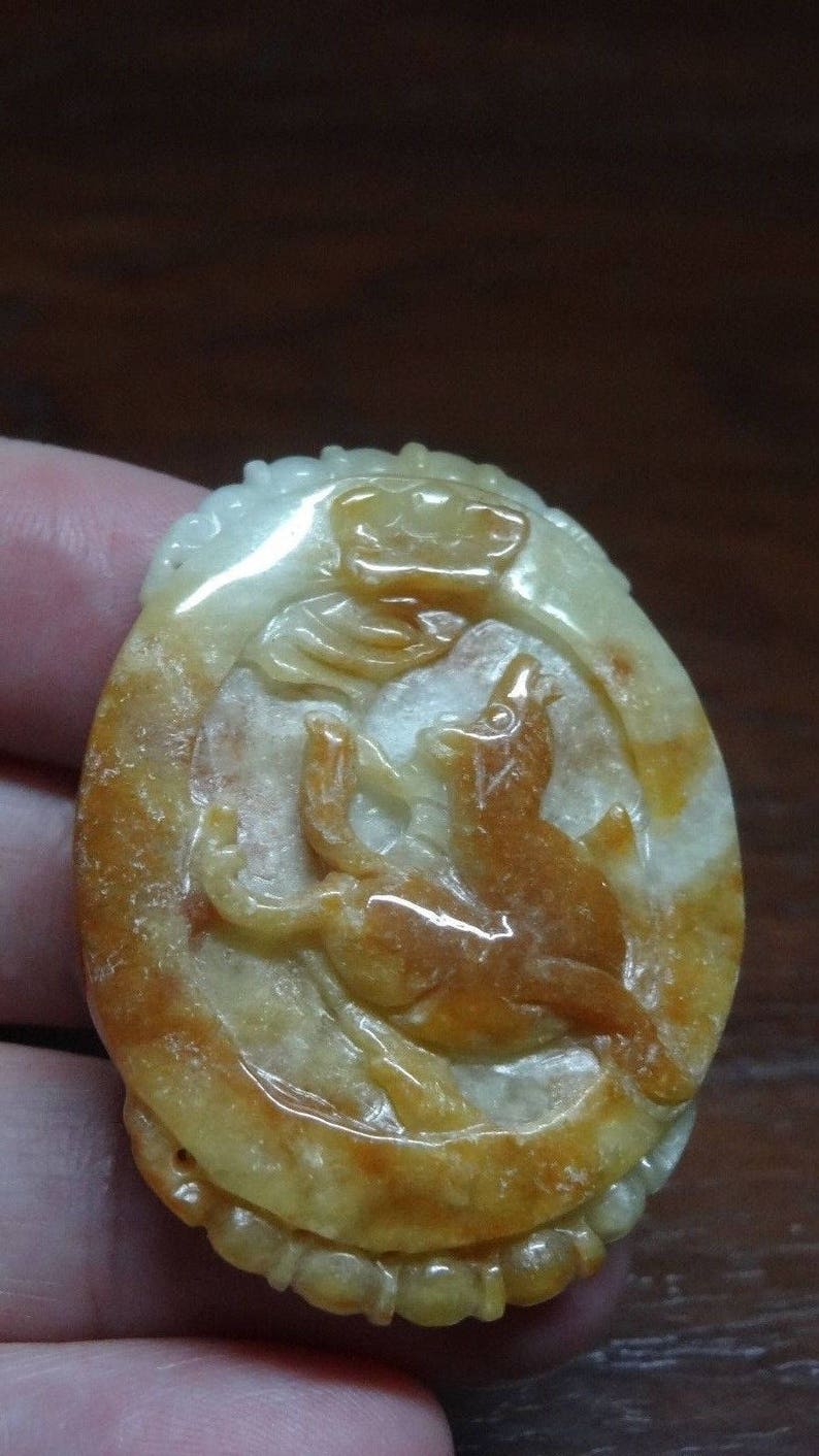 Jade Stone Polished Chinese Zodiac Jadeite Pendant Horse Stallion Gamble Stone 1803-35