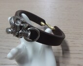 2101-2107 - Leather Cuff Bracelet - Skull Silver-plated Concho