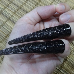 Artigli regolabili di colore nero (7.8cm) - Artigli strega di colore nero Artigli delle fate Artigli gotici - Chiodo a spillo - Guardie delle unghie
