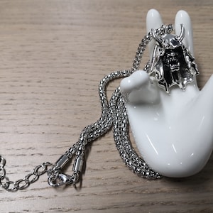 2201 - 01 - Stainless Steel Pendant - Japanese Noh Mask Hannya Devil Demon - Surfer / Biker - Oni Noh Mask - Prajna Demon -  Samurai Mask11