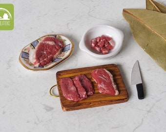 Realistic Miniature Beef Cuts - Scale 1:12