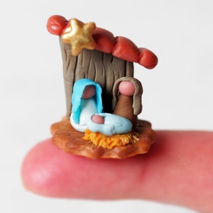 Cute Miniature Christmas Nativity Scene