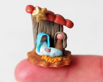 Cute Miniature Christmas Nativity Scene