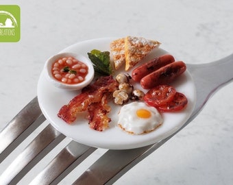 Miniature Dollhouse Big Breakfast with Fried Egg Set - Scale 1:12