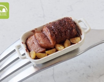 Miniature Roast Pork and Potatoes - Scale 1:12