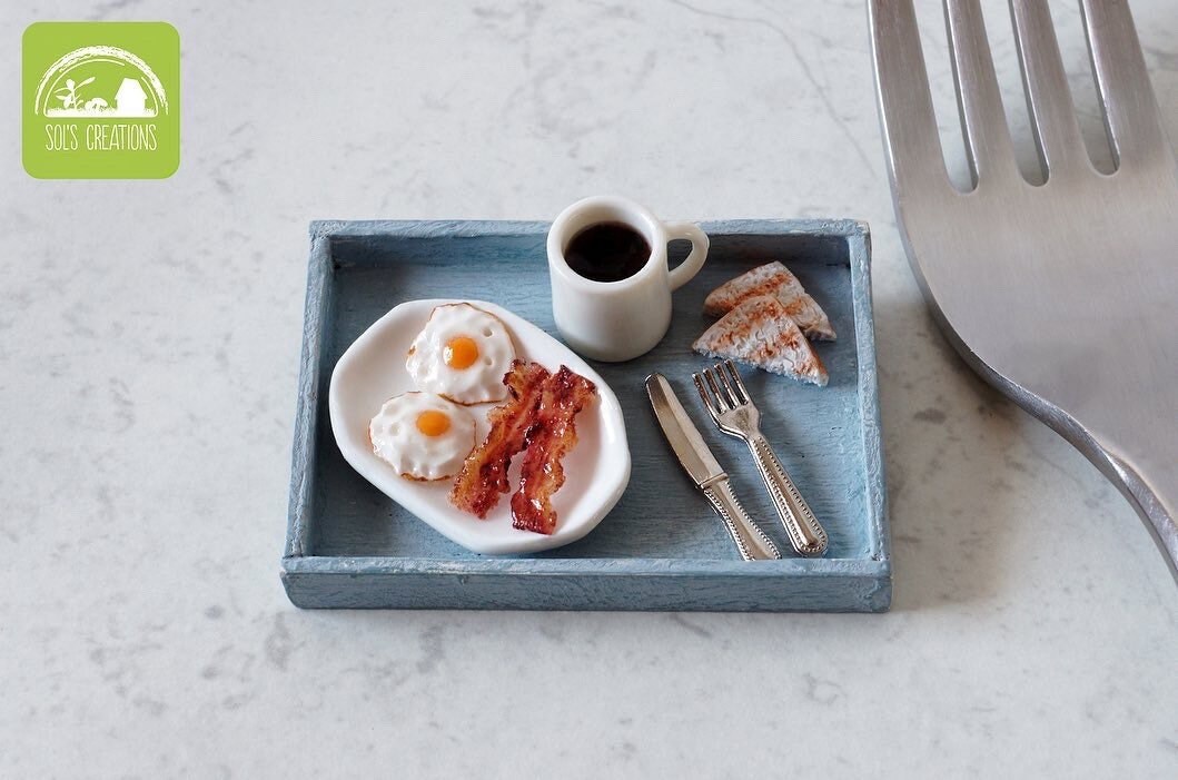 Miniature Dollhouse Bacon and Eggs Breakfast Set Scale 112 Etsy