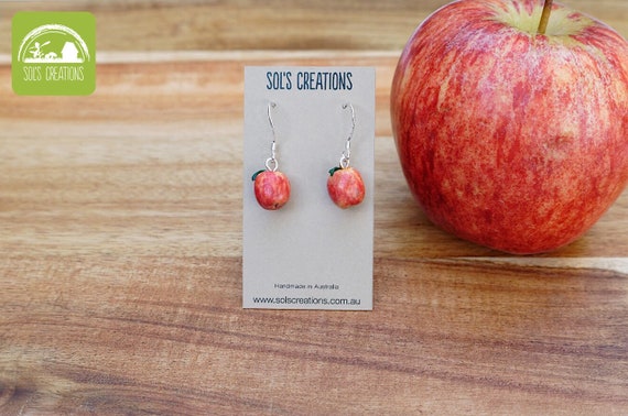 Red apple earrings deals