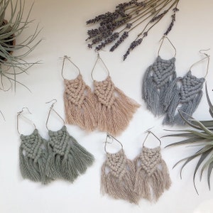 Macramé earrings/boho earrings/statement earrings/fringe earrings