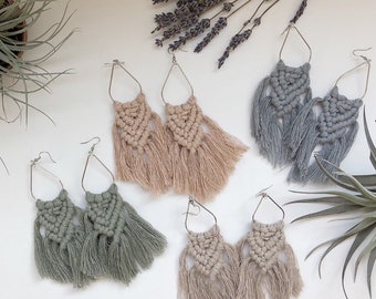 Macramé Earrings/boho Earrings/statement Earrings/fringe Earrings