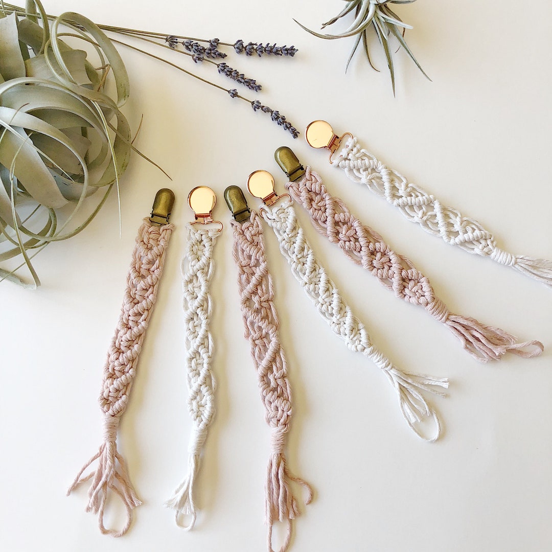 Macramé Baby Pacifier Clipblush/natural Etsy