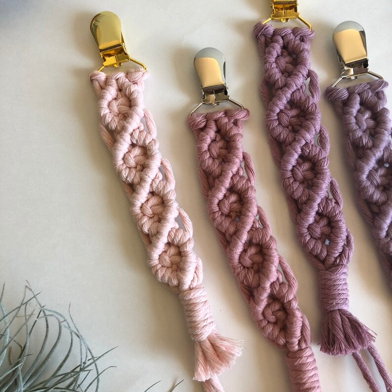 Macramé pacifier clip Etsy