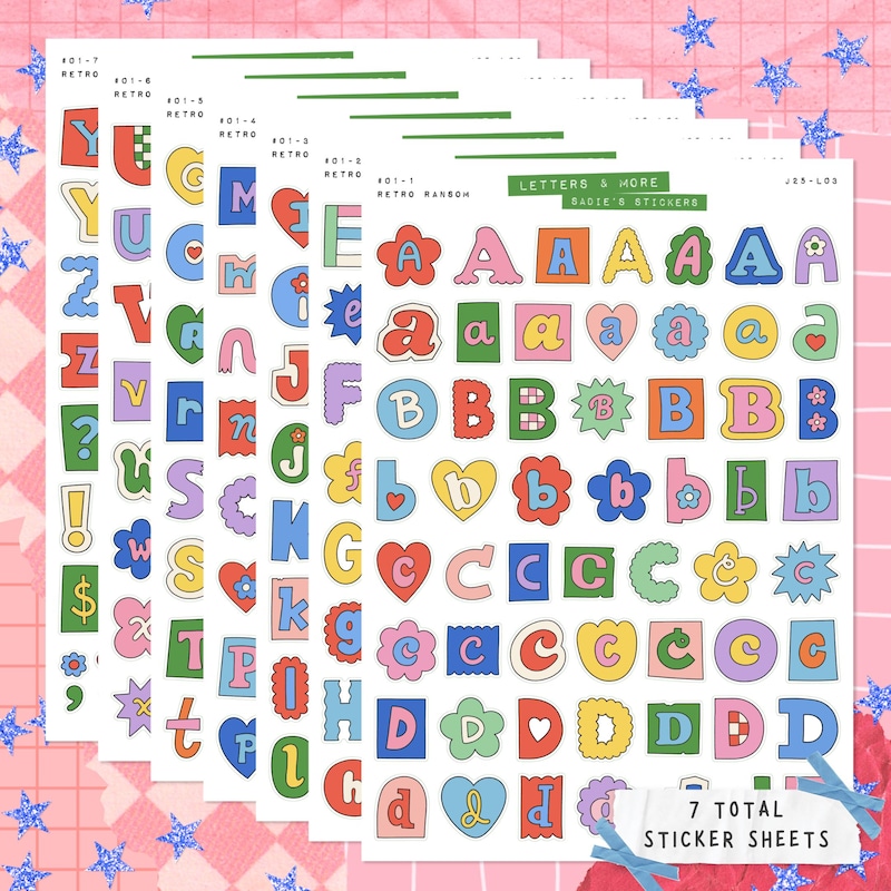 Retro Alphabet Sticker - Etsy