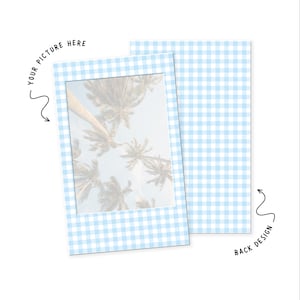 Baby Blue Gingham • Instax Mini Frame Wrap • Vinyl Frame Sticker for Photo Prints • Full Coverage • Junk Journal • Scrapbook • Photo Album