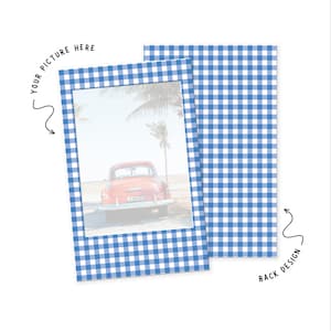 Blue Gingham • Instax Mini Frame Wrap • Vinyl Frame Sticker for Photo Prints • Full Coverage • Junk Journal • Scrapbook • Photo Album