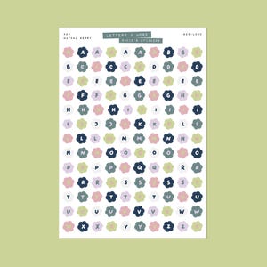 Stickers alphabet fleurs MATCHA BERRY • Feuille d'autocollants pour journal indésirable • Lettres et plus • Stickers album • Vision Board • Sticker typographie