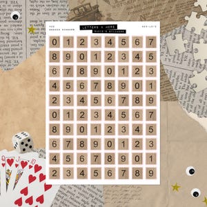 Wooden Tile Numbers • Junk Journal Sticker Sheet • Letters & More • Scrapbook Stickers • Vision Board • Typography Stickers
