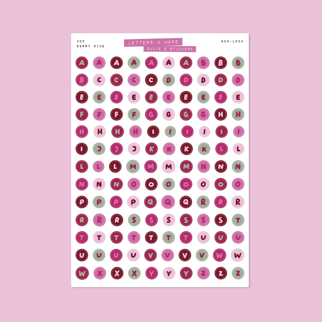 BERRY NICE Circle Alphabet Stickers Junk Journal Sticker Sheet 