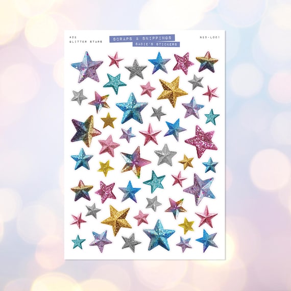 Glitter Stars • Junk Journal Sticker Sheet • Scraps & Snippings • Scrapbook Stickers • Vision Board • Retro Vintage Y2K Aesthetic