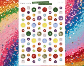Rainbow Buttons • Little Treasures • Junk Journal Sticker Sheet • Trinkets & Tidbits • Scrapbook Stickers • Vision Board • Vintage Aesthetic