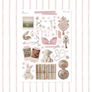 Feminity Aesthetic Trinkets • Junk Journal Sticker Sheet • Trinkets & Tidbits • Scrapbook Stickers • Vision Board • Pink Objects