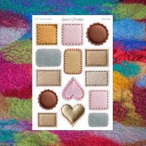 Formas de parches de fieltro • Hoja de pegatinas para diario basura • Adornos y curiosidades • Pegatinas para álbumes de recortes • Tablero de visión • Pegatinas efímeras