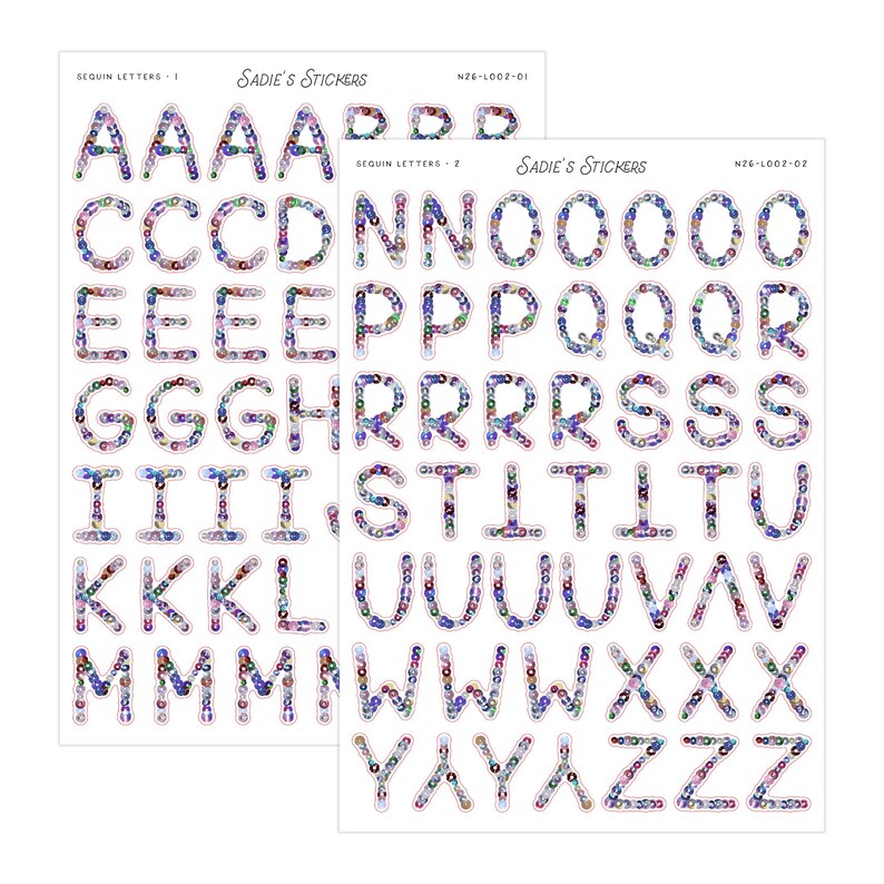 Sequin Alphabet Letters • Decorative Journaling Sticker Sheet • Junk ...