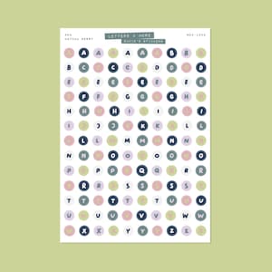MATCHA BERRY Cirkelalfabetsklistermärken • Junk Journal-klistermärkesark • Bokstäver och mer • Scrapbook-klistermärken • Visionstavla • Typografi