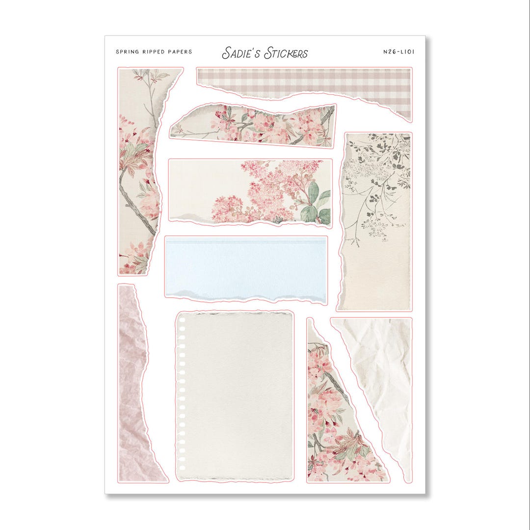 Spring Ripped Papers • Junk Journal Sticker Sheet • the Spring Edit ...