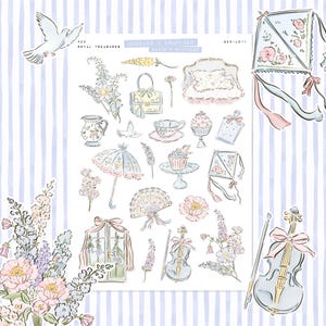 Tesouros Reais • Folha de Adesivos para Diário de Junk • Rabiscos e Desenhos • Adesivos para Scrapbook • Quadro de Visão • Guarnições Reais • Motivos Desenhados à Mão
