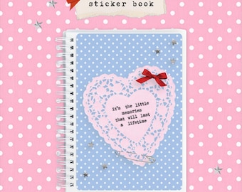Klistermärkesbok • Små minnen • Återanvändbart klistermärkesalbum • Förvaringsbok med 5x7 eller 4x6-funktion • För skräpjournal, kalender, bujo och mer