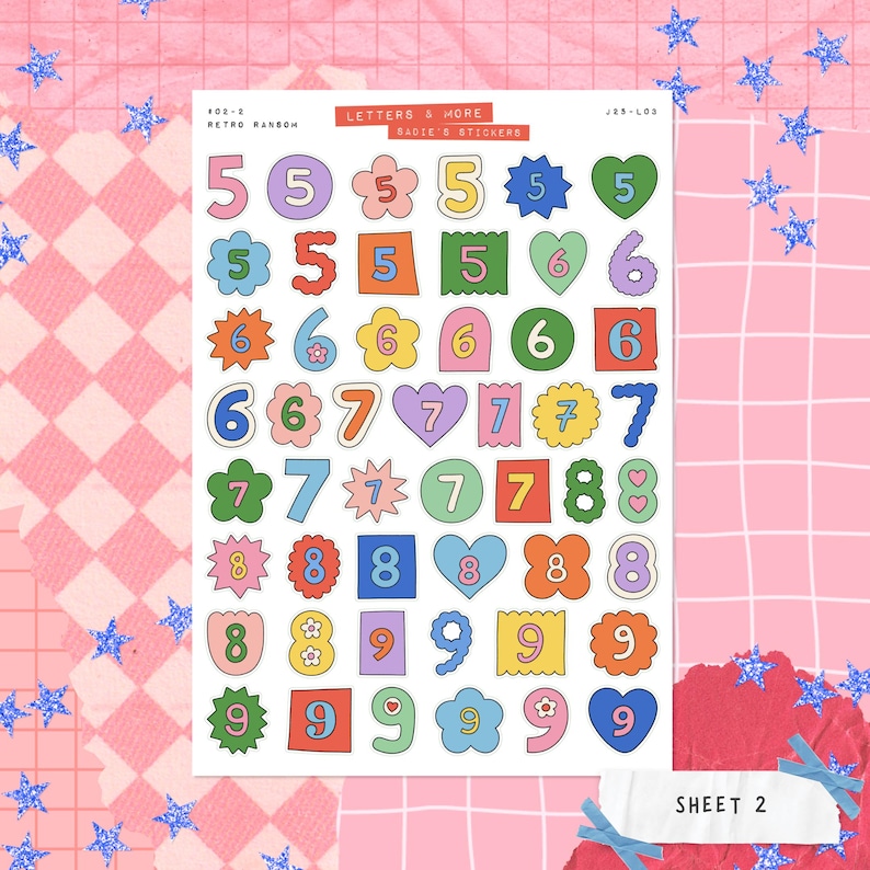 Retro Ransom Numbers SET • Junk Journal Sticker Sheets • Typography ...