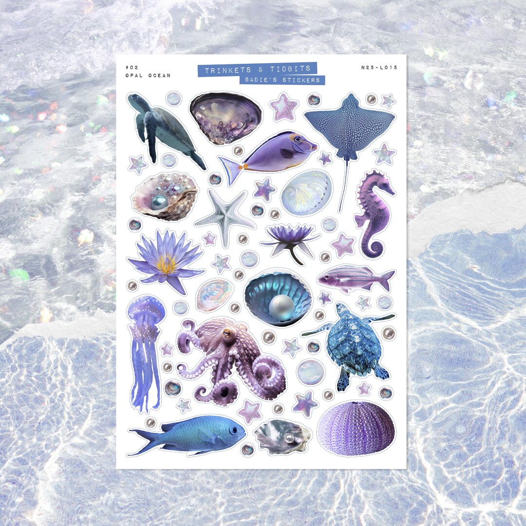 Opal Ras Sticker Opal Ocean Treasures • Junk Journal Sticker Sheet • Trinkets & Tidbits ...