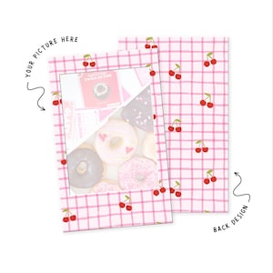 Cherry Grid • Instax Mini Frame Wrap • Vinyl Frame Sticker for Photo Prints • Full Coverage • Junk Journal • Scrapbook • Photo Album