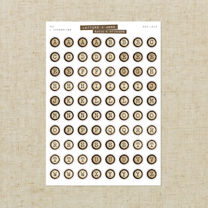 Nyckelbokstäver för lätt skrivmaskin • Klistermärkesark för skräpjournal • Bokstäver och mer • Klippboksklistermärken • Visionstavla • Typografiklistermärke