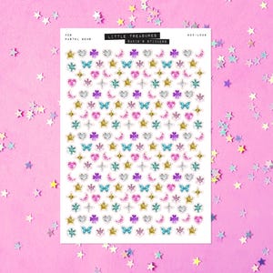 Pastel Gems • Little Treasures • Junk Journal Sticker Sheet • Trinkets & Tidbits • Scrapbook Stickers • Vision Board • Vintage Aesthetic