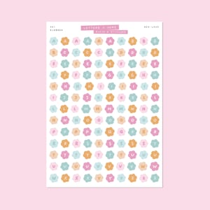 Stickers alphabet fleurs BLOSSOM • Feuille d'autocollants pour journal indésirable • Lettres et plus • Stickers album • Vision Board • Stickers typographie