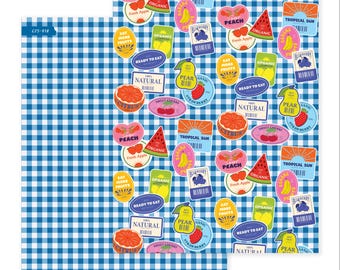 Fresh Fruit Labels • Scrapbook Paper • Double Sided Craft Paper • Patterned Paper • Junk Journal, DIY Card Making, Scrapbook, Ephemera