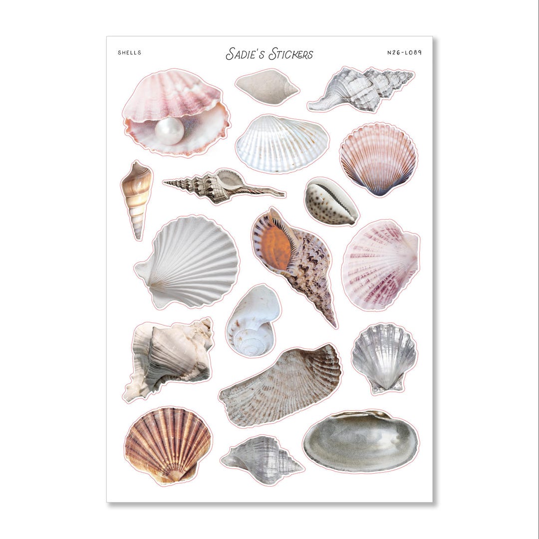 Junk Shells Shells • Junk Journal Sticker Sheet • Trinkets and Tidbits • Scrapbook ...
