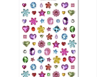 Colorful Rhinestones • Junk Journal Sticker Sheet • Doodles & Drawings • Scrapbook Stickers • Vision Board • Ephemera Stickers