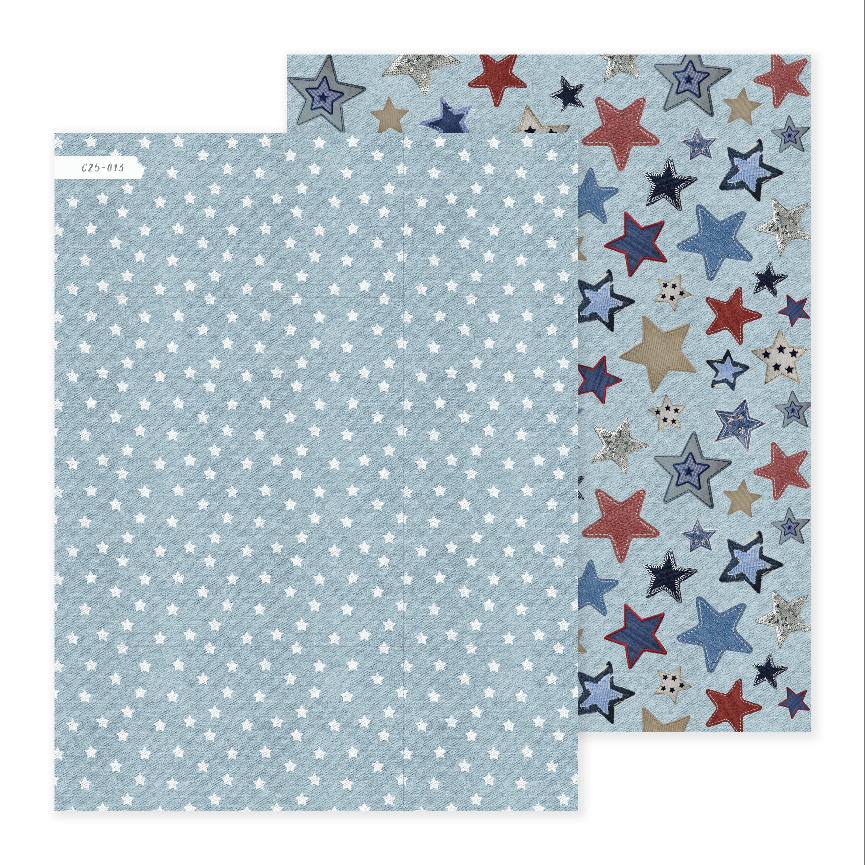 Denim Stars • Scrapbook Paper • Double Sided Craft Paper • Patterned ...