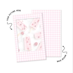 Pink Gingham • Instax Mini Frame Wrap • Vinyl Frame Sticker for Photo Prints • Full Coverage • Junk Journal • Scrapbook • Photo Album