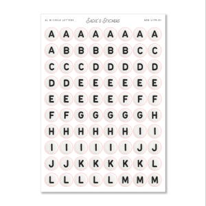 XL-set med vita cirkelformade bokstavspärlor • Dekorativt ark med klistermärken för journaling • Skräpjournal • Scrapbook-klistermärke • Visionstavla
