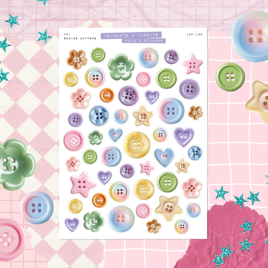 Sewing Buttons • Junk Journal Sticker Sheet • Trinkets & Tidbits ...