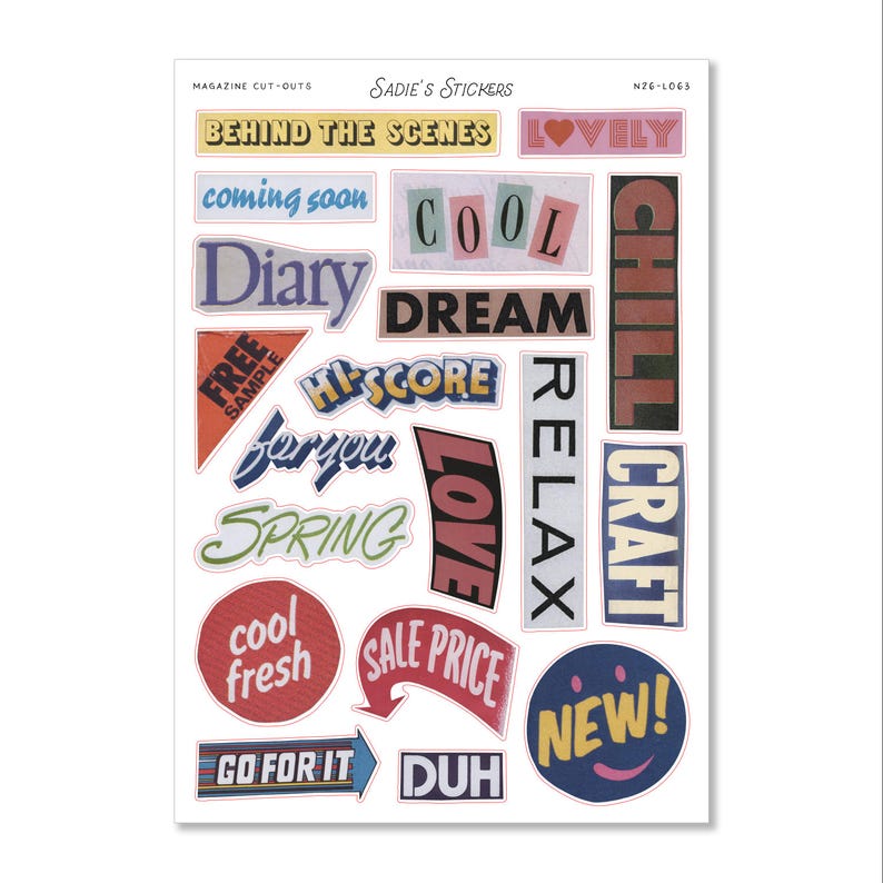 Magazine Cut-outs • Junk Journal Sticker Sheet • Trinkets and Tidbits ...
