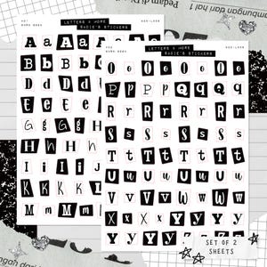 ENSEMBLE de lettres pour graver un livre • Feuilles d'autocollants pour journal indésirable • Autocollants de typographie • Autocollants d'album • Vision Board • Esthétique rétro