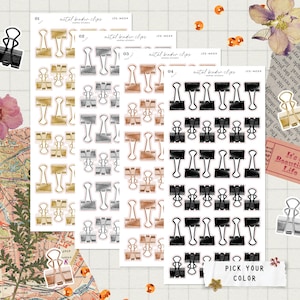Pinces pour reliure en métal • Feuille d'autocollants décoratifs pour journalisation • Journal de bords indésirables • Autocollants pour album • Vision Board • Esthétique d'inspiration vintage