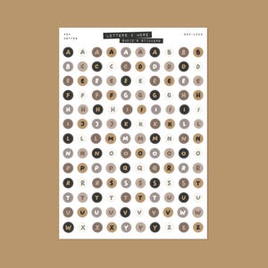 KAFFE Cirkel Alfabetsklistermärken • Junk Journal-klistermärkesark • Bokstäver och mer • Scrapbook-klistermärken • Vision Board • Typografi